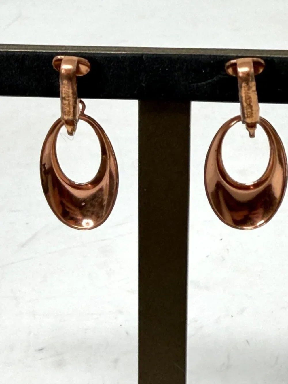 Vintage Copper Earrings 1.5” Door Knocker Clip-on Statement 3.9 grams